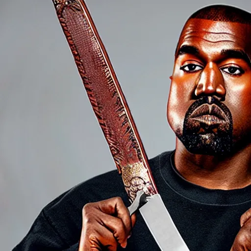 Image similar to Kanye West holding a sword