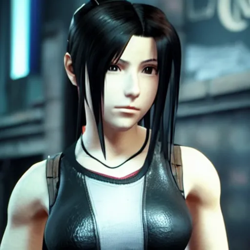 Image similar to Tifa Lockhart's redesign from Final Fantasy VII Remake (2020)