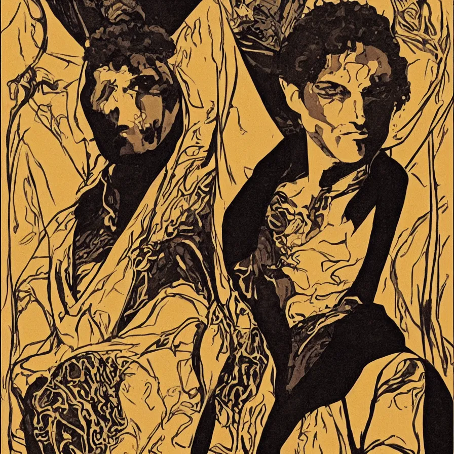 Image similar to art nouveau portrait of dune fremen