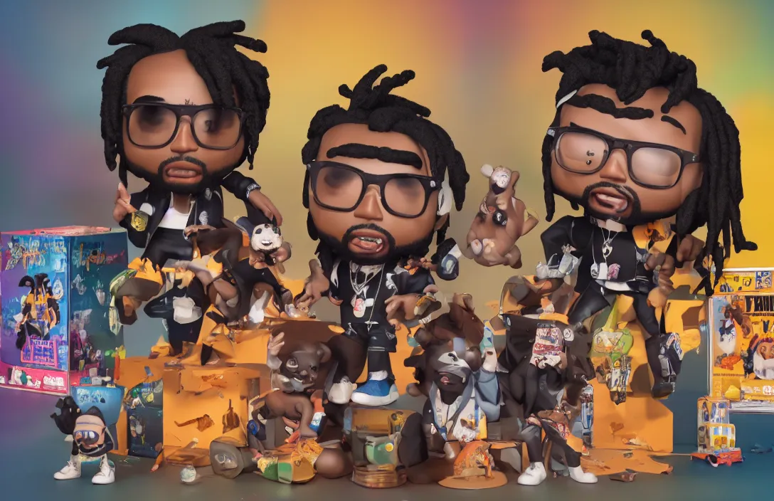 funko pop of rap group migos members quavo, offset and, Stable Diffusion