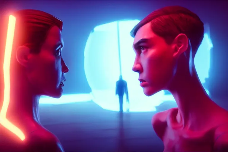 Image similar to vfx film, love death and robots, flat color profile low - key lighting award winning photography arri alexa cinematography, hyper real photorealistic cinematic, atmospheric cool colorgrade