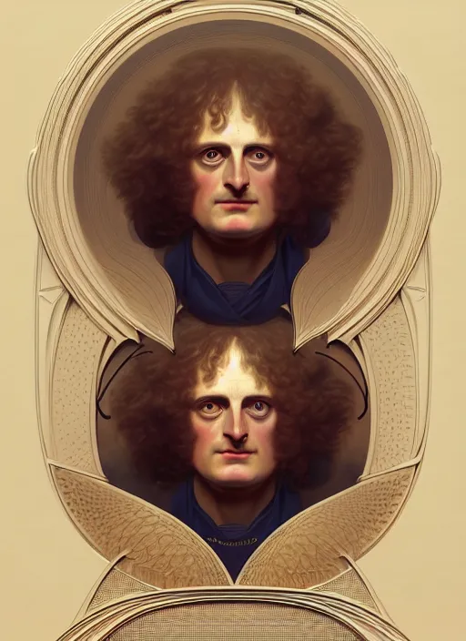 Image similar to symmetry portrait of isaac newton, studio lighting, intricate, elegant, highly detailed, digital painting, artstation, concept art, smooth, sharp focus, illustration, art by artgerm and greg rutkowski and alphonse mucha