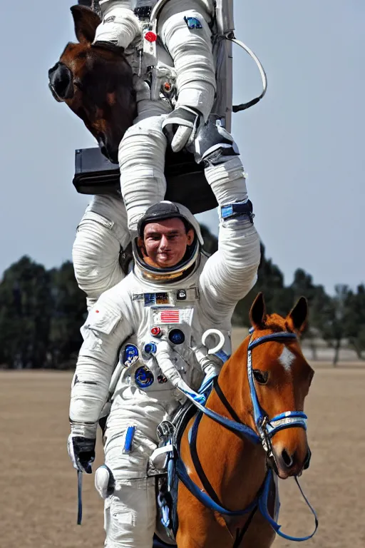 Image similar to astronaut carries a horse on his shoulders