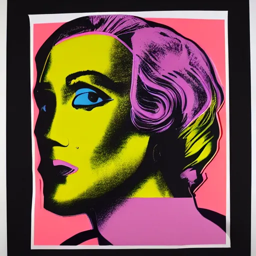 Prompt: silkscreen and lithography to create colorful cyborgs in the style of andy warhol