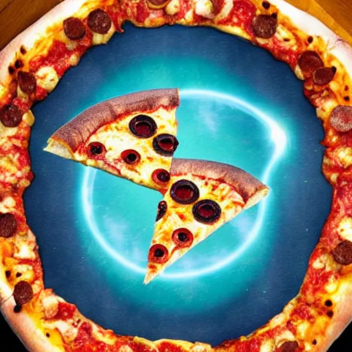 Image similar to a pizza portal to another universe, award winning professional stargate photography