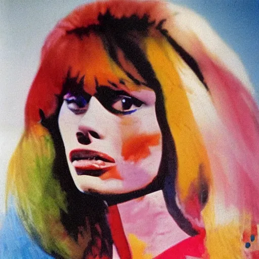 Prompt: colorful portrait of brigitte bardot by mimmo rotello