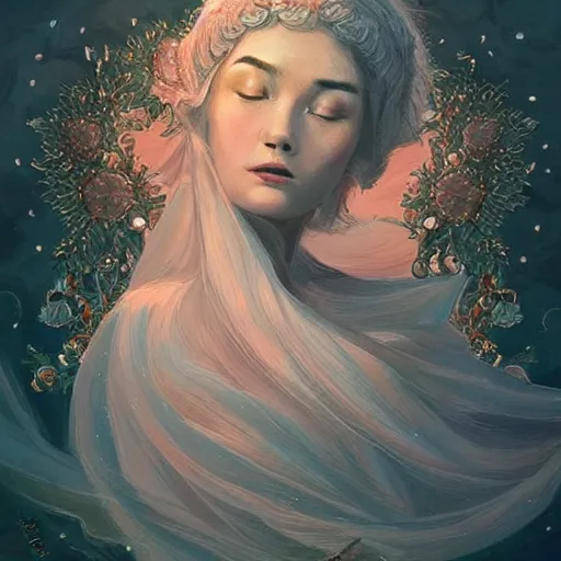 Image similar to intricate, amazing, retro vintage and romanticism, painting by natelle quek, soft color palette, cinematic, highly detailed, godess from space sci - fi of ancient religion