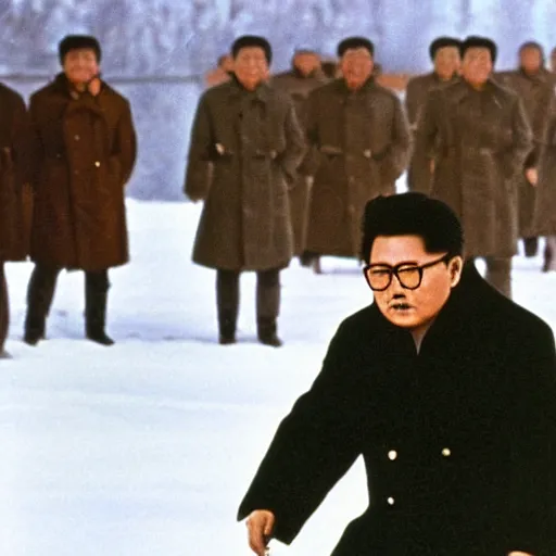 Image similar to filmstill of Kim Jong-il in the role of Doctor Zhivago by David Lean, 1965, cinemascope, 35mm film