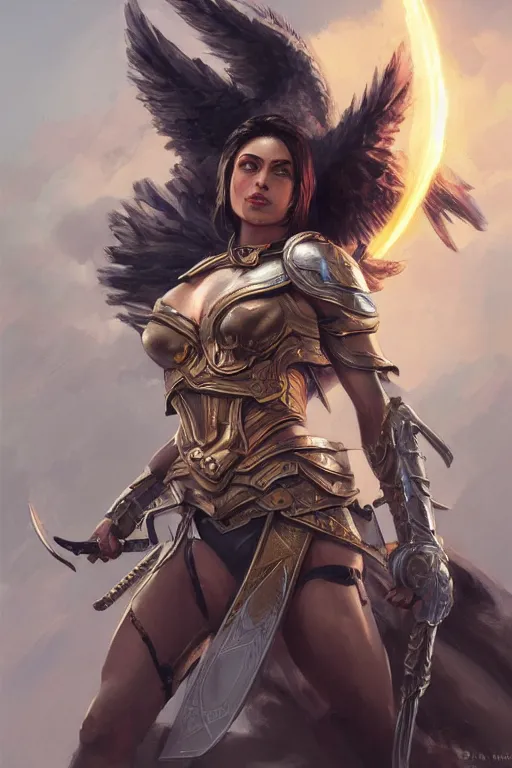 Image similar to amazon valkyrie athena, d & d, fantasy, portrait, highly detailed, headshot, digital painting, trending on artstation, concept art, sharp focus, illustration, art by artgerm and greg rutkowski and magali villeneuve