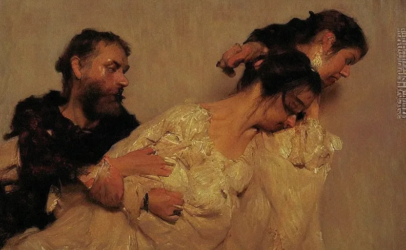 Image similar to high quality high detail painting by ilya repin, betrayal, anxious, hd