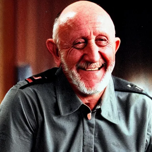 Prompt: rare picture of Mike ehrmanteaut smiling
