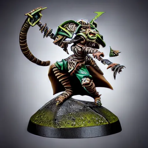 Prompt: photo of a female skaven from warhammer, skull shield, warhammer model, figurine, highly detailed, sharp focus, front lightning,