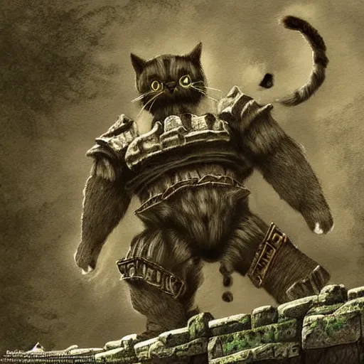 Image similar to cat by shadow of the colossus style