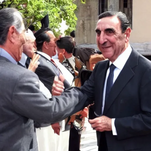 Image similar to a photo of Juan Domingo Peron greeting the people