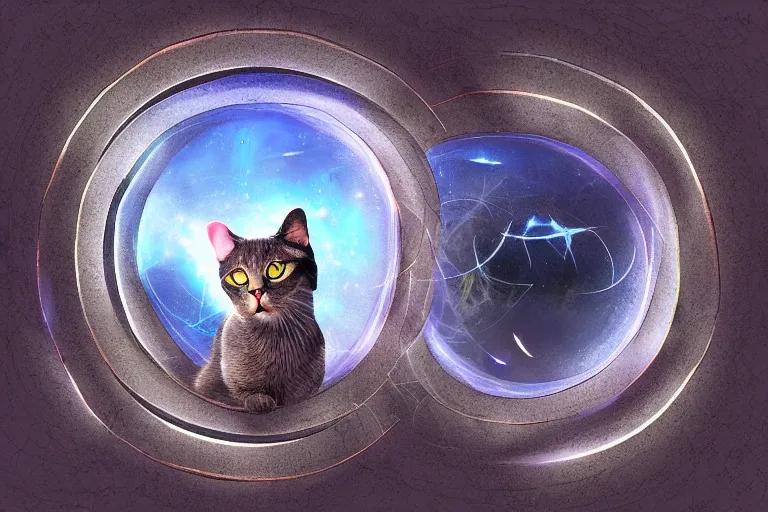 Prompt: a portal to the cat dimension, digital art