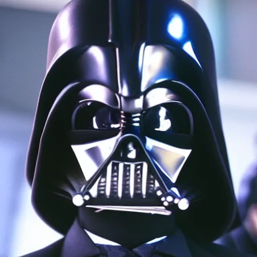 Prompt: A film still of Michael Jackson as Darth Vader without his mask from Star wars realistic,detailed,close up