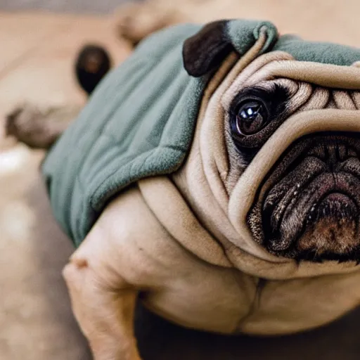 Image similar to a Tardigrade Pug Hybrid, A tardigrade that looks like a pug, afternoon hangout, good times photograph, candid