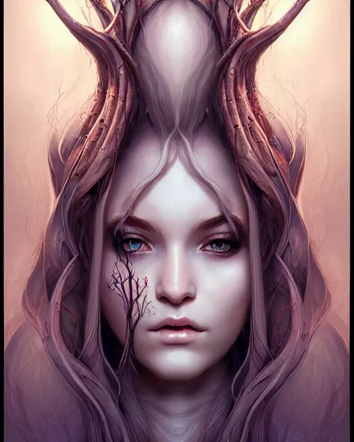 Prompt: digital art, centered portrait elven with short haire, half - face made with intricate roots, by james jean and by artgerm, by ross tran, ultradetailed, charachter design, concept art, trending on artstation,
