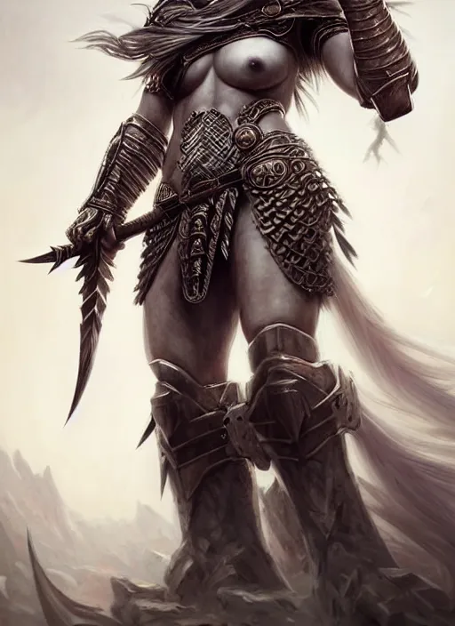 Image similar to barbarian, plated armor!!! long wild white hair!! fantasy, d & d, intricate ornate details, digital painting, beautiful eyes!, pretty face!!, symmetry, concept art, sharp focus, illustration, art by artgerm! greg rutkowski magali villeneuve wlop! ilya kuvshinov!!, octane render