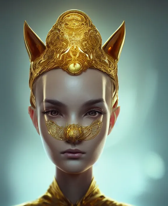 Prompt: cute anthropomorphic gold by charlie bowater and anna dittmann and artgerm and clemens ascher, portrait, intricate, elegant, product shot, macro, symmetrical face, highly detailed, dramatic lighting, sharp focus, octane render, trending on artstation, artstationhd, artstationhq, unreal engine, 4 k, 8 k