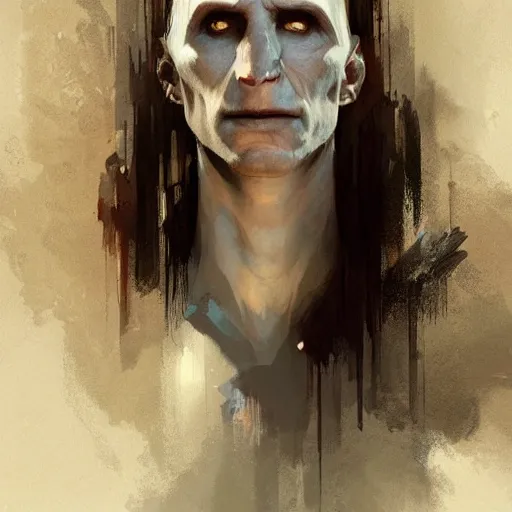 Image similar to a character with Voldemort's nostrils by Greg Rutkowski