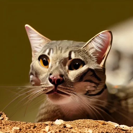 Prompt: a snake cat in the desert wild nature HD photo superrealism 3d 8k resolution