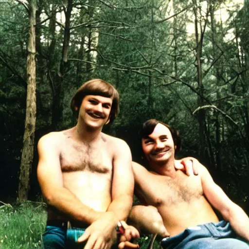 Image similar to gay couple camping together in the 7 0 s