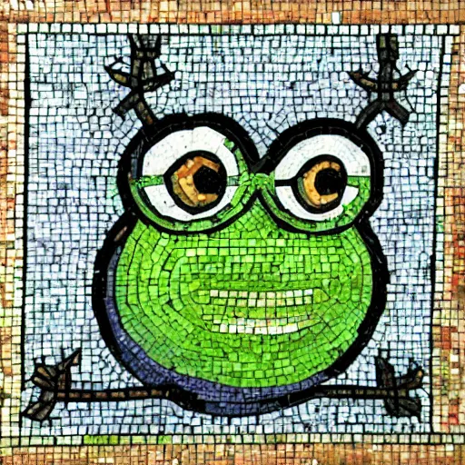 Image similar to pepe the frog church mosaic