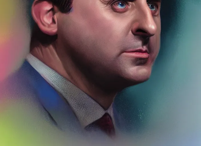 Prompt: ( ( ( portrait painting of the office, michael scott ) ) ) by mike campau and matt stewart, fantasy, photorealistic, octane render, vibrant colors, unreal engine, dynamic lighting, perfect factions, very detailed faces, trending on artstation, poster, volumetric lighting, 4 k, award winning