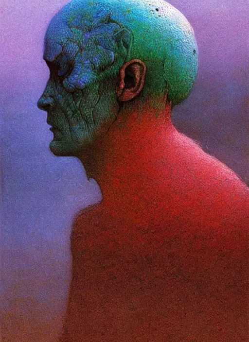 Prompt: rainbowmancer by beksinski, portrait, digital art