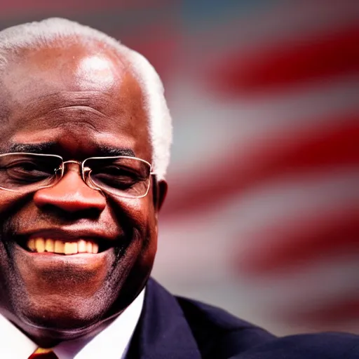 Image similar to Clarence Thomas watching a dumpster fire burn as he smiles, photo, cinematic, 8k