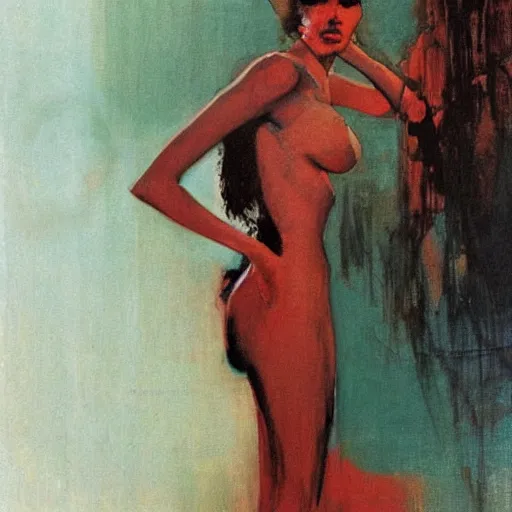 Image similar to portrait of a beautiful woman by jeffrey catherine jones