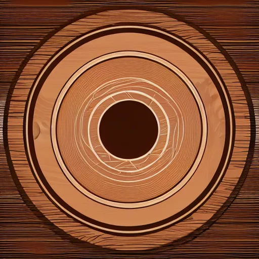 Prompt: wooden bowl, sawblade, vector art