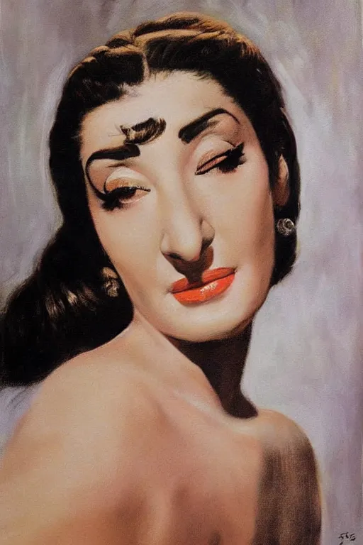 Prompt: ultra realistic portrait painting of maria callas, art by frank frazetta, 8 k, ultra realistic, highly detailed, epic lighting