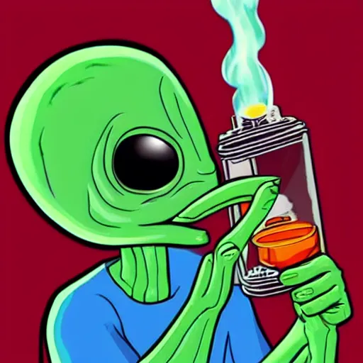 Image similar to ayy lmao alien rips bong