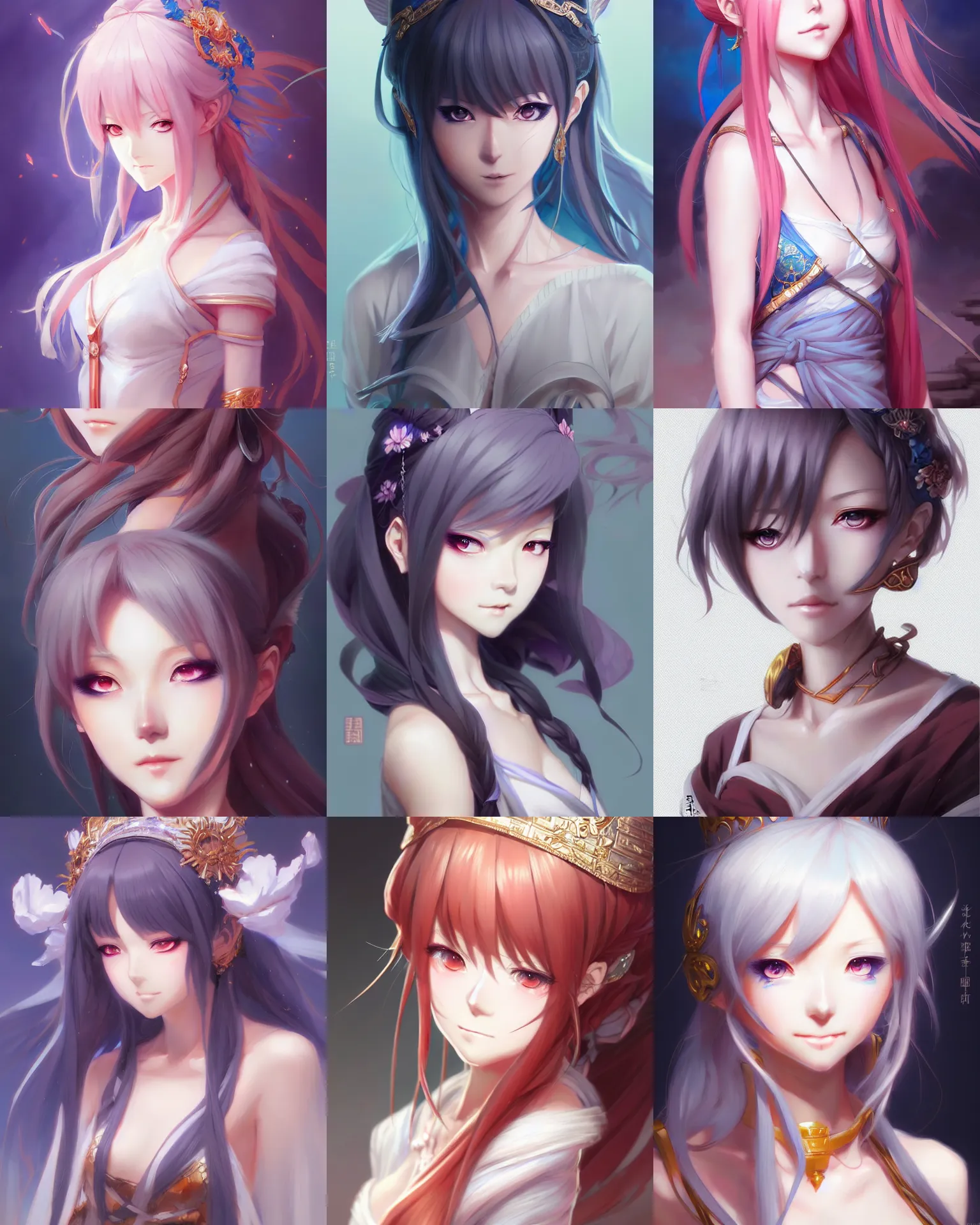 Prompt: character concept art of an anime goddess of art | | cute - fine - face, pretty face, realistic shaded perfect face, fine details by stanley artgerm lau, wlop, rossdraws, james jean, andrei riabovitchev, marc simonetti, and sakimichan, trending on artstation
