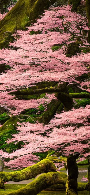 Image similar to “ a portrait photo of tyrannosaurus at a sakura tree, side shot, by shunji dodo, 8 k resolution, high quality ”