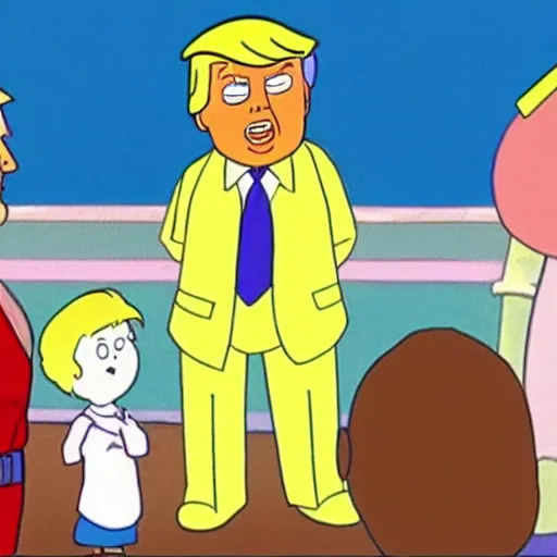 Prompt: a still of donald trump in caillou ( 1 9 9 9 )