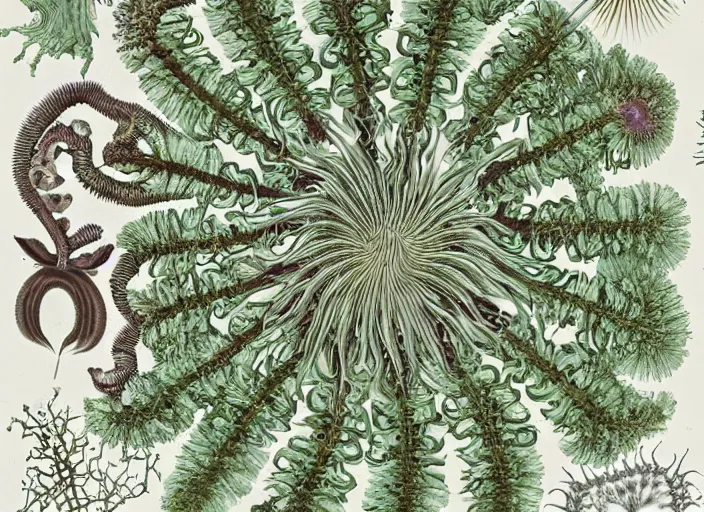 Prompt: the centella asiatica in ernst haeckel style