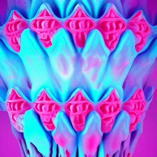 Prompt: upset crying pink ice cream crying sky blue waffle cone, intricate, high definition, beautiful mystical digital concept art classic inspired rendered