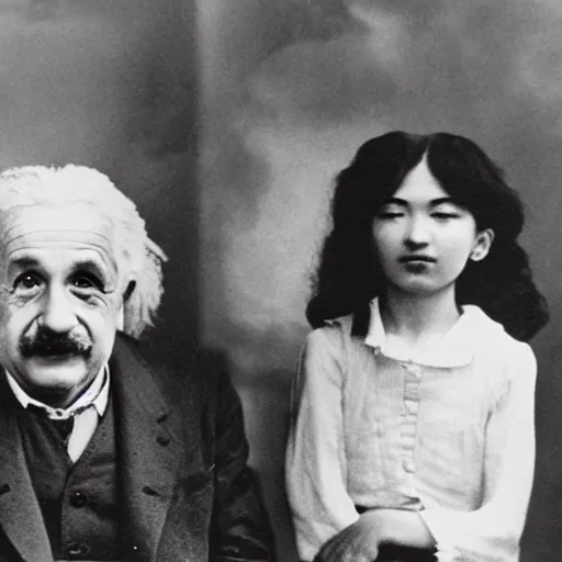 Prompt: Albert Einstein with anime girl