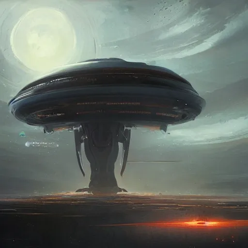 Image similar to alien mothership by Greg Rutkowski