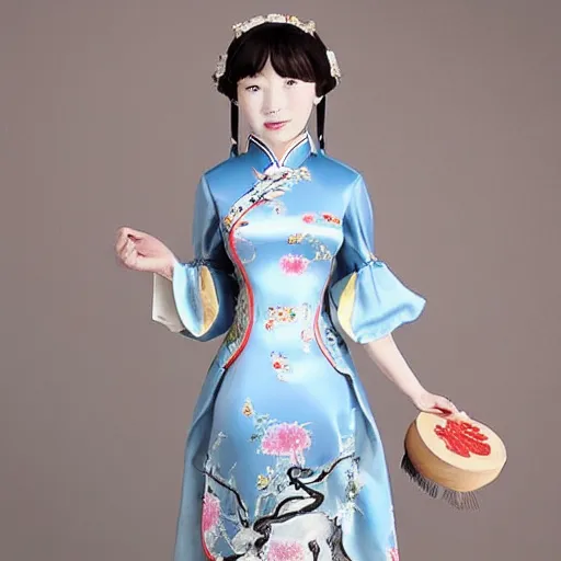 Prompt: a beautiful dress, chinese style, ghibli style - n