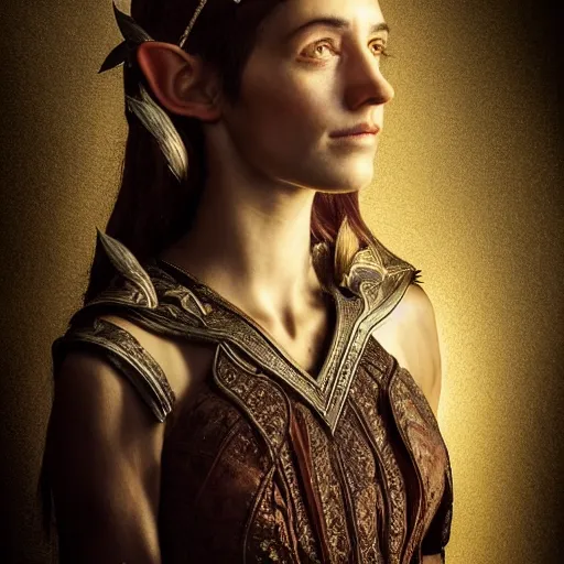 Image similar to stunning portrait photography of young beautiful half elf queen from national geographic award winning, dramatic lighting