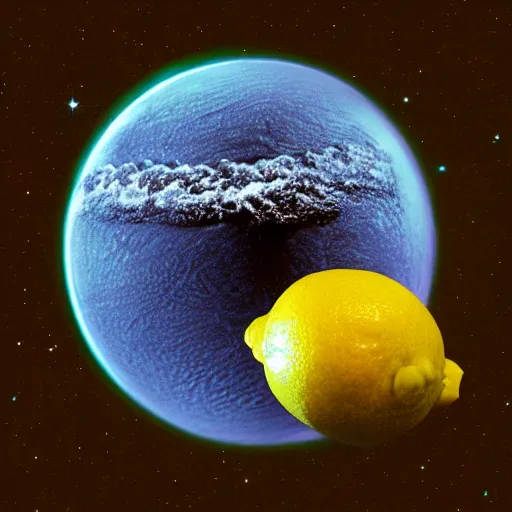 Image similar to planet in shape of lemon, photo by hubble telescope