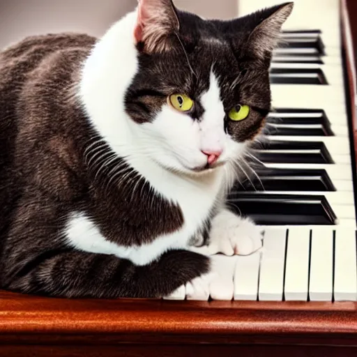Image similar to stock footage, cat playing piano