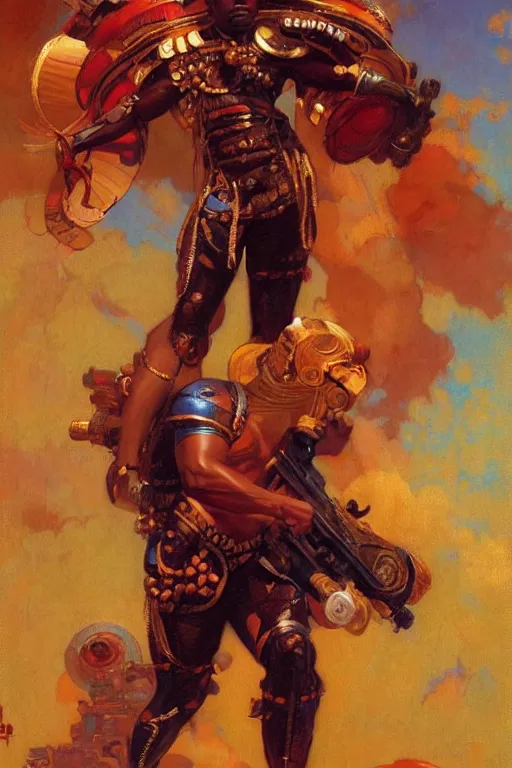 Image similar to character design, colorful, afrofuturism, painting by gaston bussiere, craig mullins, j. c. leyendecker, tom of finland