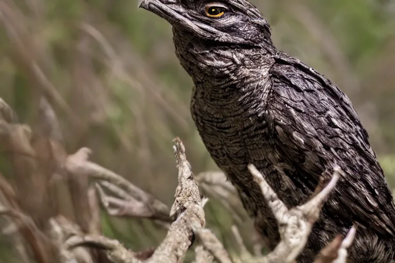 Image similar to !!!!!!! human nightjar werecreature, photograph captured at woodland creek