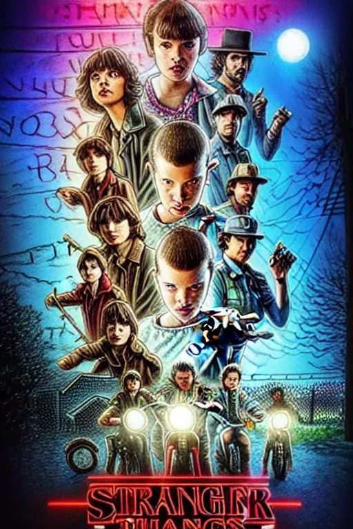 Prompt: stranger things movie poster in india, poster for the bollywood remake of stranger things with indian actors