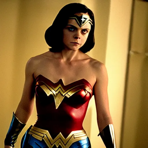 Image similar to film still of Christina Ricci playing Wonder Woman, 4k